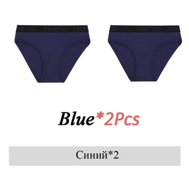 2 Pack Cotton Seamless Briefs Comfortable Solid Color Panties Low Waist Breathable Intimates Underpants Underwear