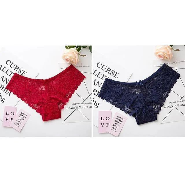 2 Pack Lace Panties Lingerie Briefs Cotton Low Waist Cute Underwear