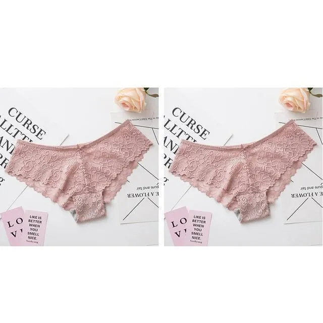 2 Pack Lace Panties Lingerie Briefs Cotton Low Waist Cute Underwear