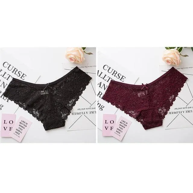 2 Pack Lace Panties Lingerie Briefs Cotton Low Waist Cute Underwear