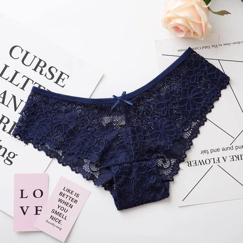 2 Pack Lace Panties Lingerie Briefs Cotton Low Waist Cute Underwear