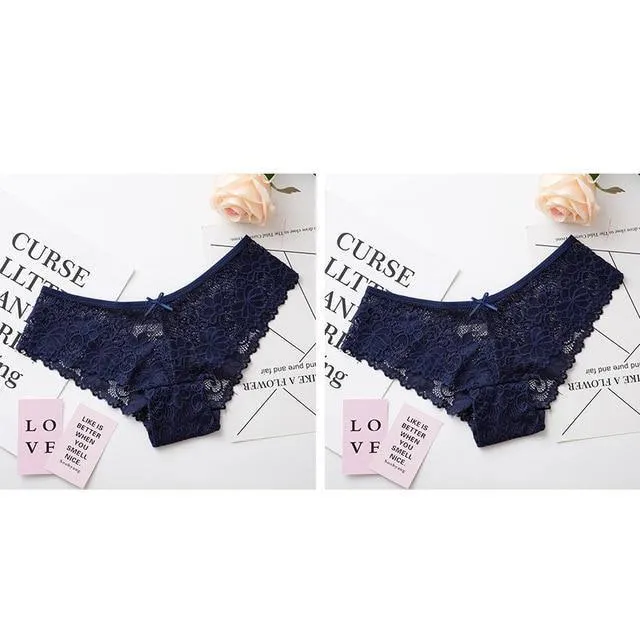 2 Pack Lace Panties Lingerie Briefs Cotton Low Waist Cute Underwear