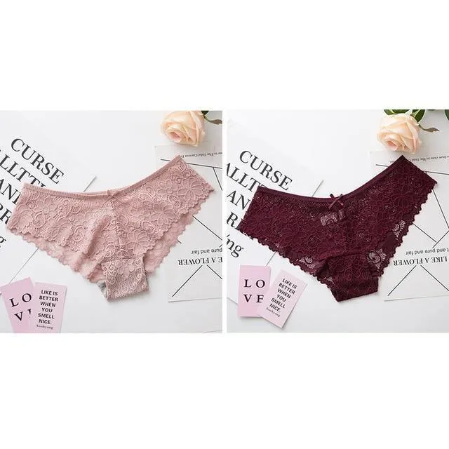 2 Pack Lace Panties Lingerie Briefs Cotton Low Waist Cute Underwear