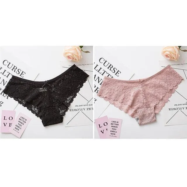 2 Pack Lace Panties Lingerie Briefs Cotton Low Waist Cute Underwear