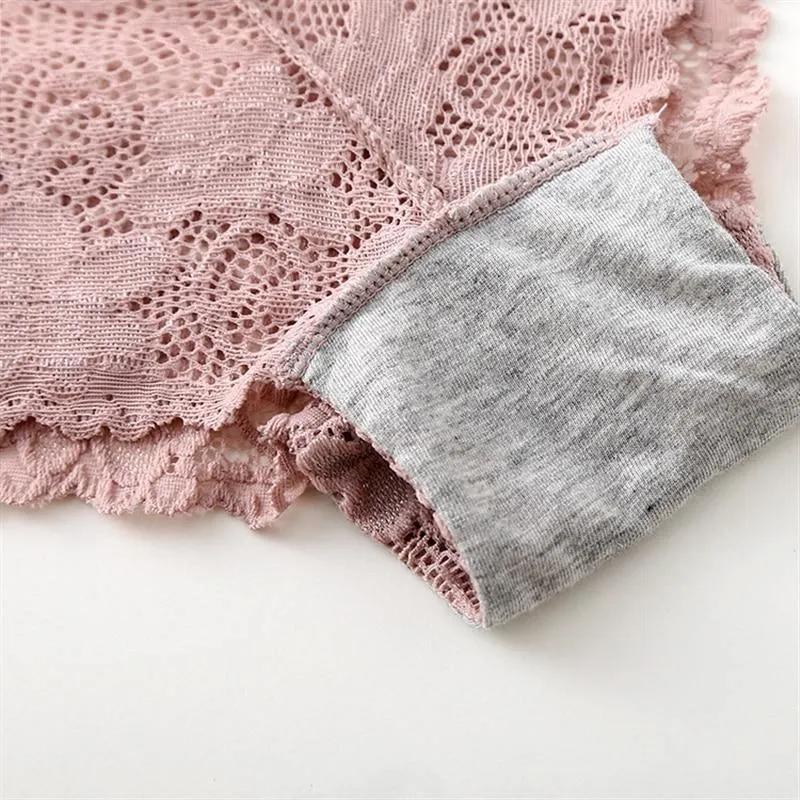 2 Pack Lace Panties Lingerie Briefs Cotton Low Waist Cute Underwear