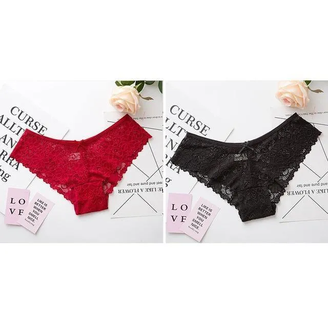 2 Pack Lace Panties Lingerie Briefs Cotton Low Waist Cute Underwear