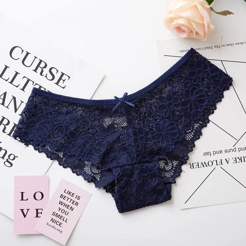 2 Pack Lace Panties Lingerie Briefs Cotton Low Waist Cute Underwear