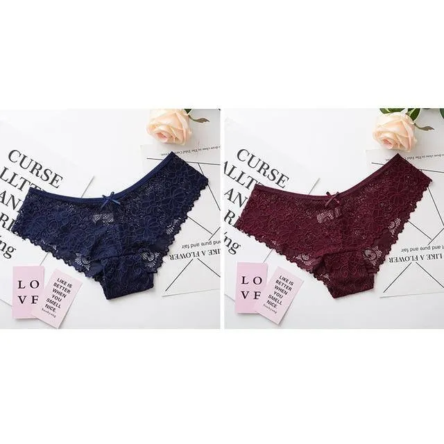 2 Pack Lace Panties Lingerie Briefs Cotton Low Waist Cute Underwear