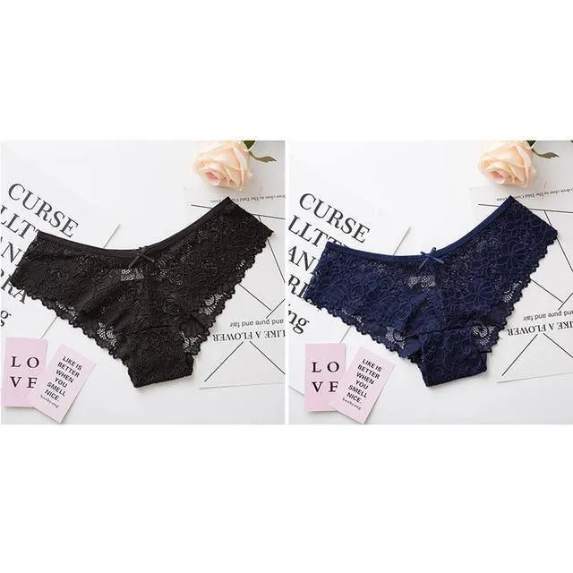 2 Pack Lace Panties Lingerie Briefs Cotton Low Waist Cute Underwear