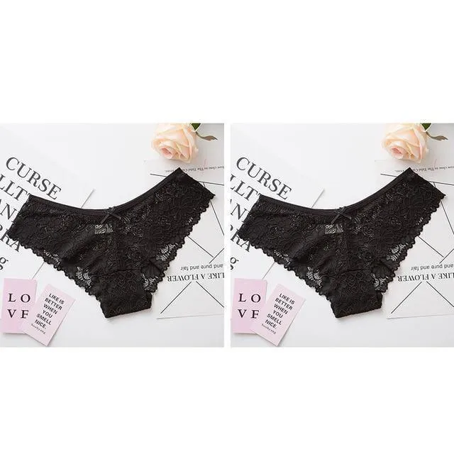 2 Pack Lace Panties Lingerie Briefs Cotton Low Waist Cute Underwear