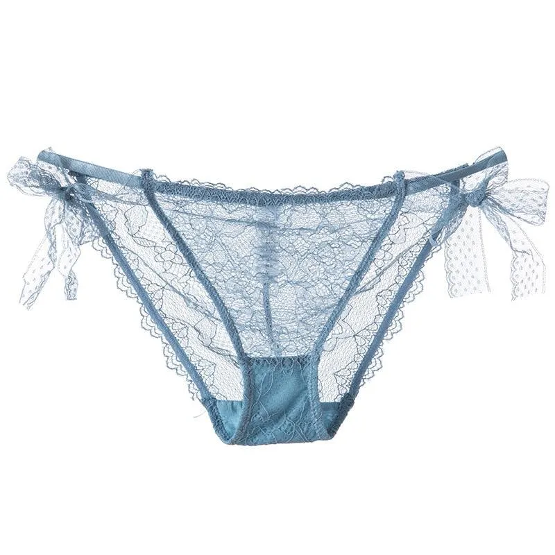 2 Pack Women Lace Lingerie Temwptation Low-Waist Panties Transparent Hollow Out Underpants Briefs Underwear