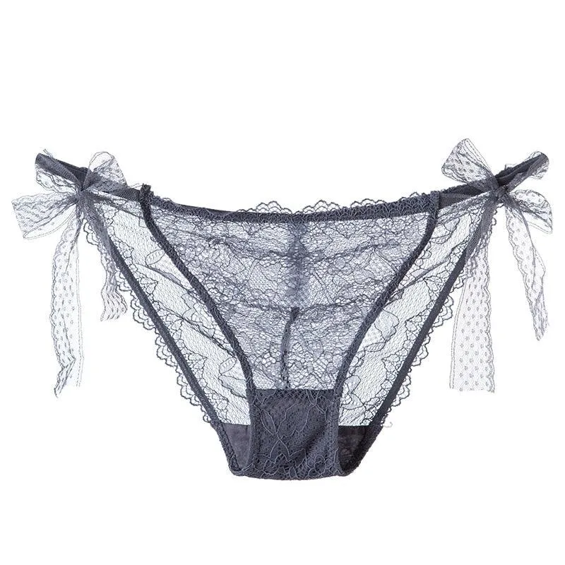 2 Pack Women Lace Lingerie Temwptation Low-Waist Panties Transparent Hollow Out Underpants Briefs Underwear