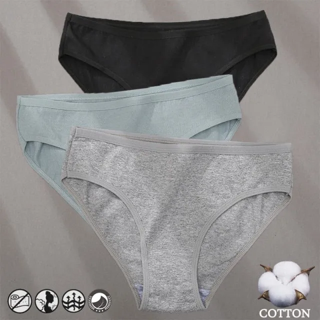 3 Pack Cotton Mix Panties Jacquard Design Pattern Panties Underwear Lingerie Briefs Solid Color Intimate Pantys