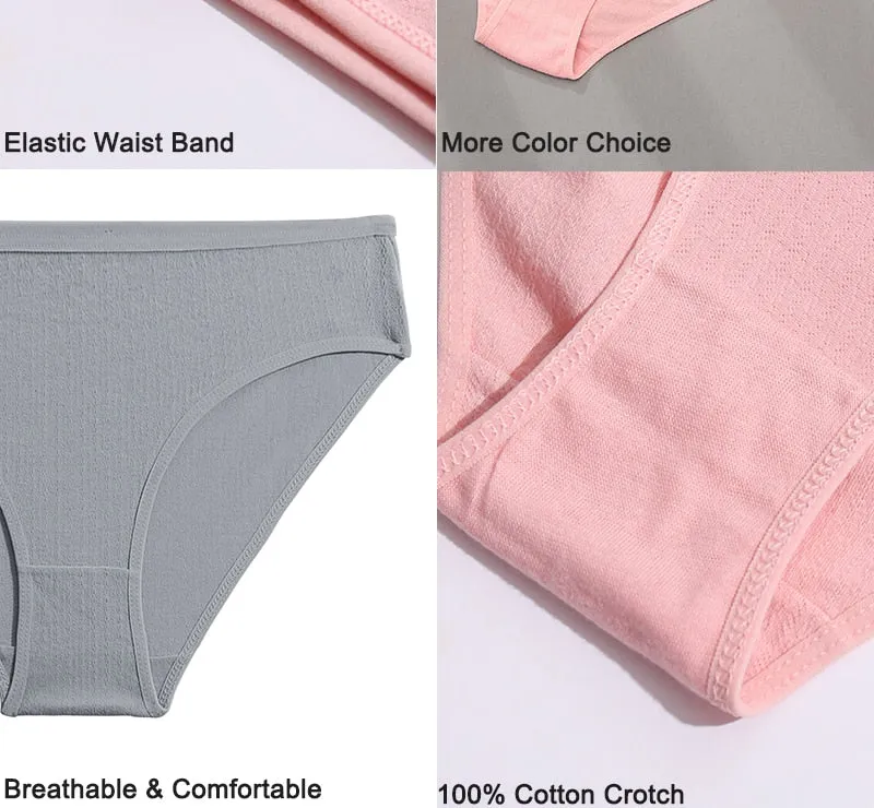 3 Pack Cotton Mix Panties Jacquard Design Pattern Panties Underwear Lingerie Briefs Solid Color Intimate Pantys