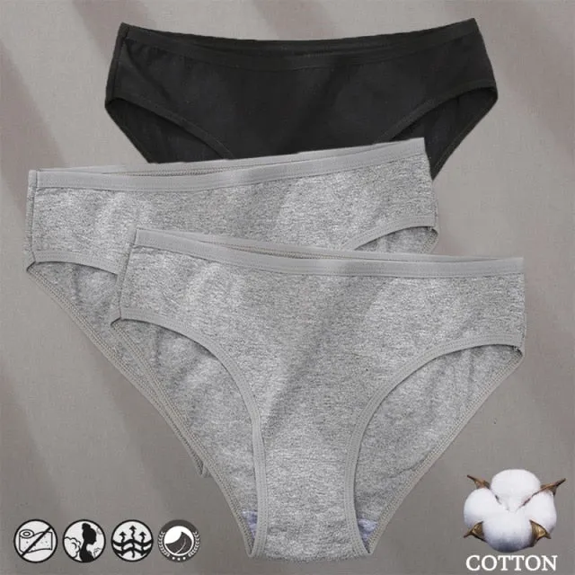 3 Pack Cotton Mix Panties Jacquard Design Pattern Panties Underwear Lingerie Briefs Solid Color Intimate Pantys