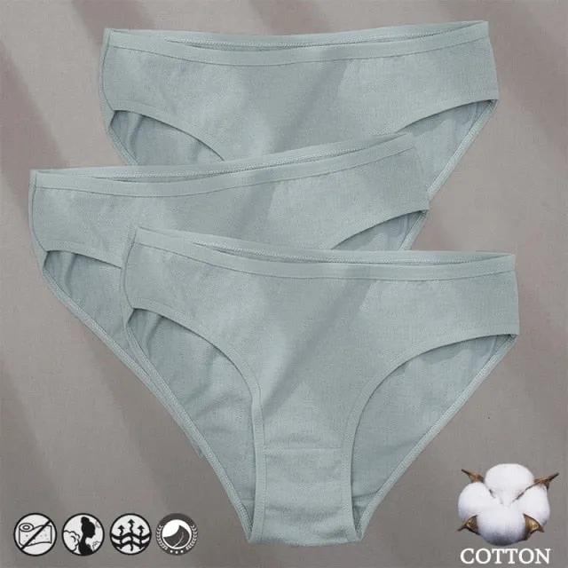 3 Pack Cotton Mix Panties Jacquard Design Pattern Panties Underwear Lingerie Briefs Solid Color Intimate Pantys