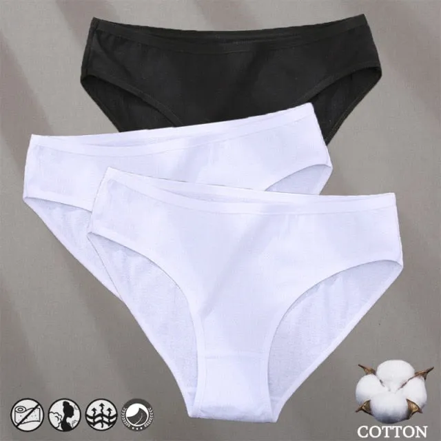 3 Pack Cotton Mix Panties Jacquard Design Pattern Panties Underwear Lingerie Briefs Solid Color Intimate Pantys