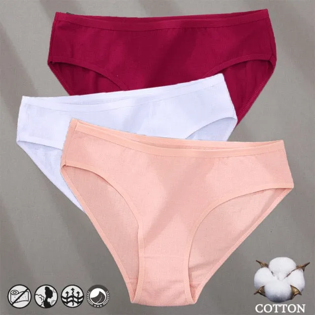 3 Pack Cotton Mix Panties Jacquard Design Pattern Panties Underwear Lingerie Briefs Solid Color Intimate Pantys