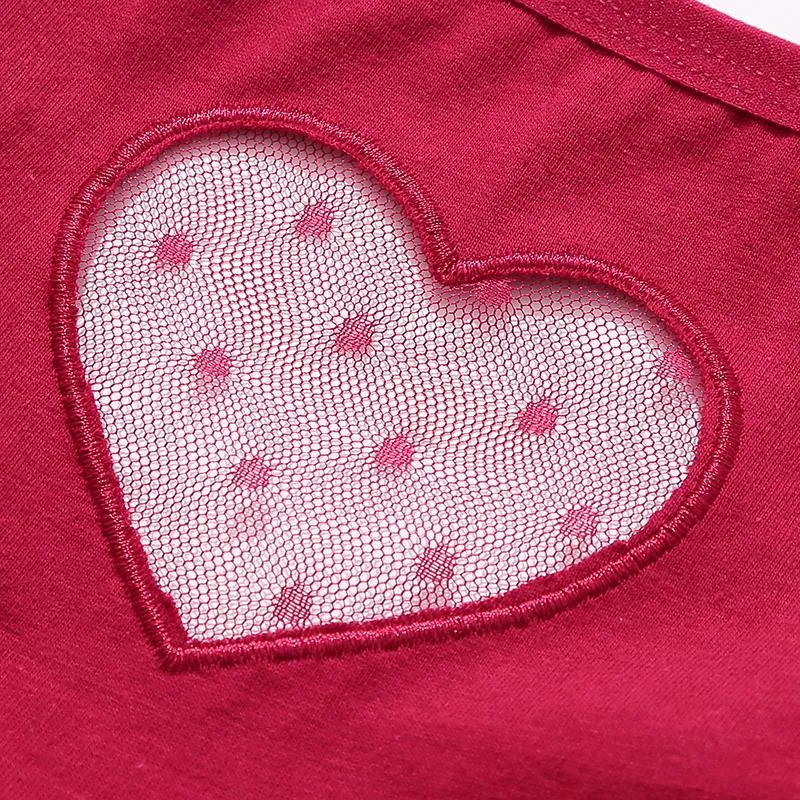 3 pack Cotton Mix Panties Lace Transparent Heart Low-Waist Underpant Hollow Out Briefs Seamless Underwear Lingerie