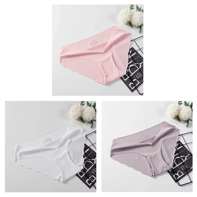 3 Pack Seamless Panties Underwear Sexy Briefs Solid Lingerie Underpants