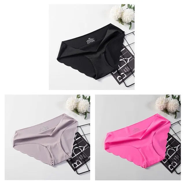 3 Pack Seamless Panties Underwear Sexy Briefs Solid Lingerie Underpants