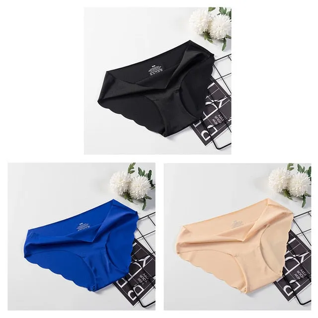 3 Pack Seamless Panties Underwear Sexy Briefs Solid Lingerie Underpants