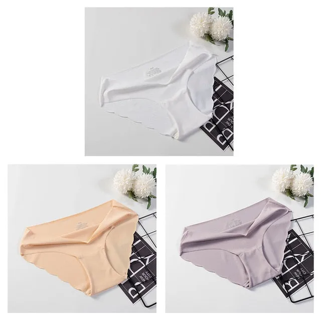 3 Pack Seamless Panties Underwear Sexy Briefs Solid Lingerie Underpants