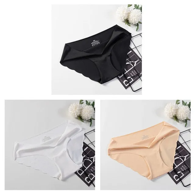 3 Pack Seamless Panties Underwear Sexy Briefs Solid Lingerie Underpants