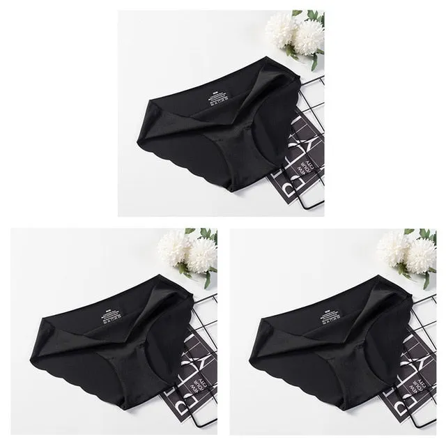 3 Pack Seamless Panties Underwear Sexy Briefs Solid Lingerie Underpants
