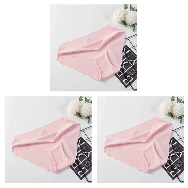 3 Pack Seamless Panties Underwear Sexy Briefs Solid Lingerie Underpants