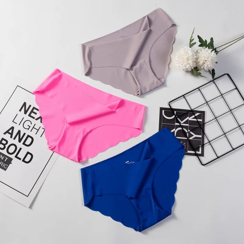 3 Pack Seamless Panties Underwear Sexy Briefs Solid Lingerie Underpants