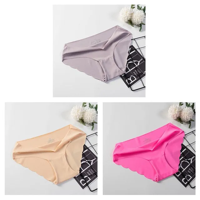3 Pack Seamless Panties Underwear Sexy Briefs Solid Lingerie Underpants