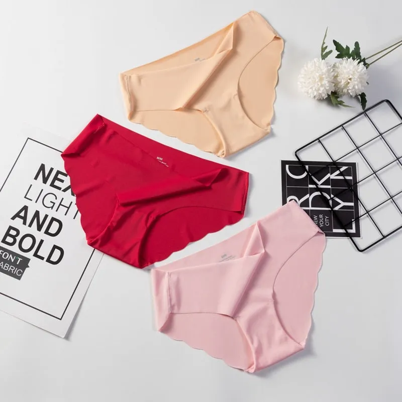 3 Pack Seamless Panties Underwear Sexy Briefs Solid Lingerie Underpants