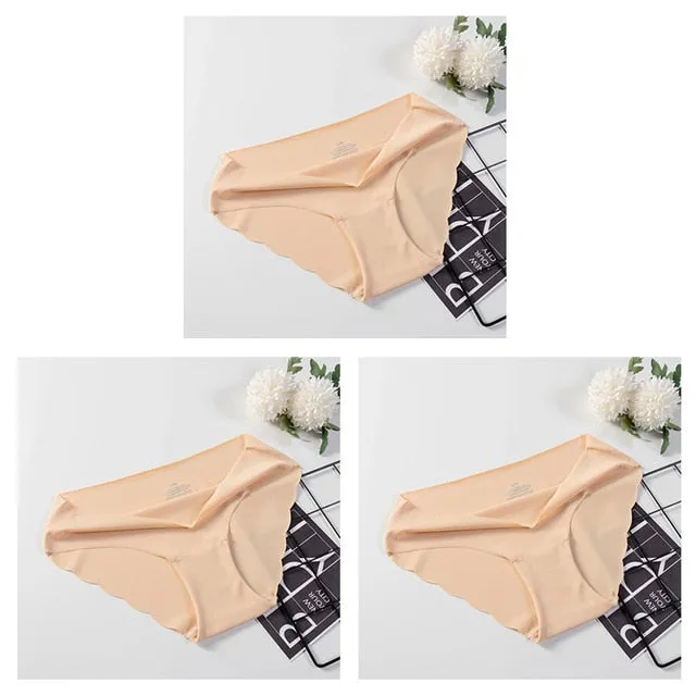 3 Pack Seamless Panties Underwear Sexy Briefs Solid Lingerie Underpants