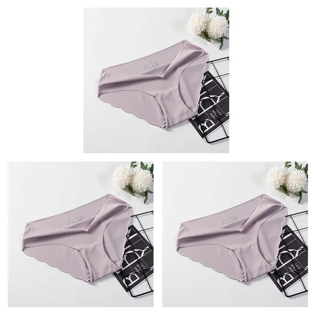 3 Pack Seamless Panties Underwear Sexy Briefs Solid Lingerie Underpants
