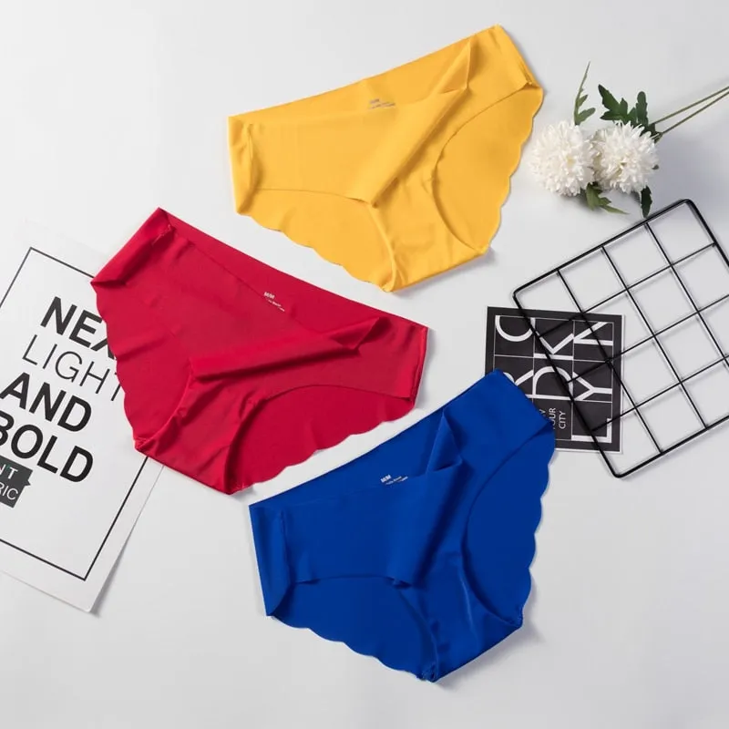 3 Pack Seamless Panties Underwear Sexy Briefs Solid Lingerie Underpants