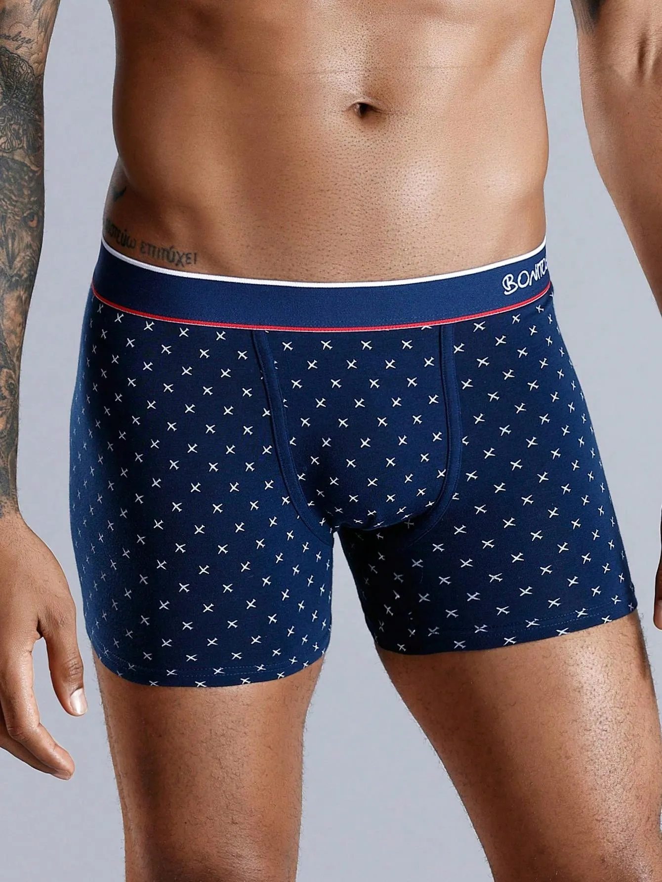3pcs Men's Comfortable Letter Printed Boxer Briefs