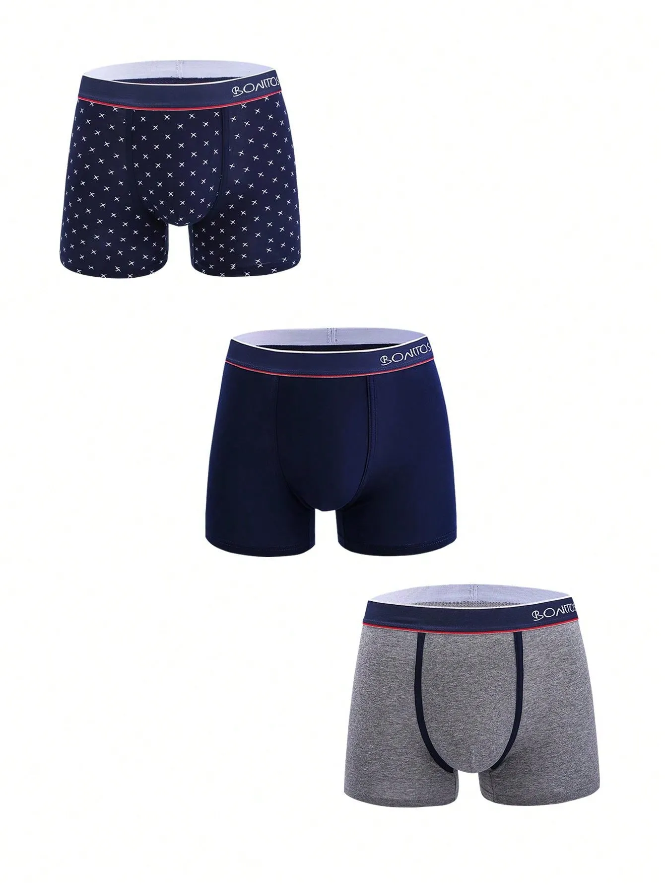 3pcs Men's Comfortable Letter Printed Boxer Briefs
