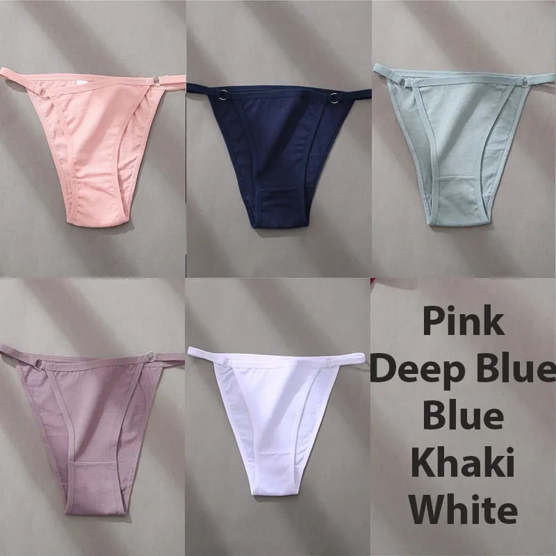 5 Pack Set Underwear Cotton Panties Lingerie Underpants Hoop Design Waistband Briefs Intimate Bikini Panty