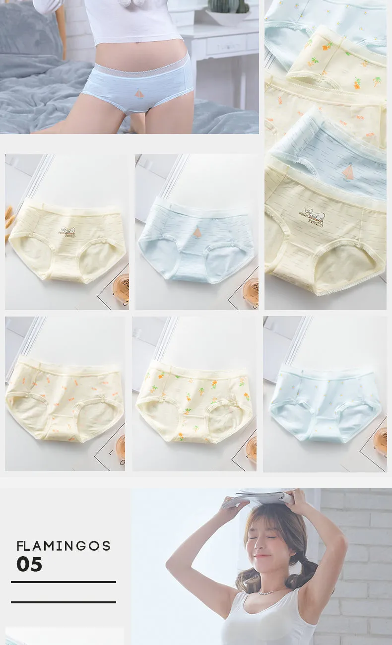 7Pcs/5Pcs Women Panties Comfort Cotton Mix Breathable Underwear Seamless Ladies Low Waist Lingeries Cute Girls Briefs