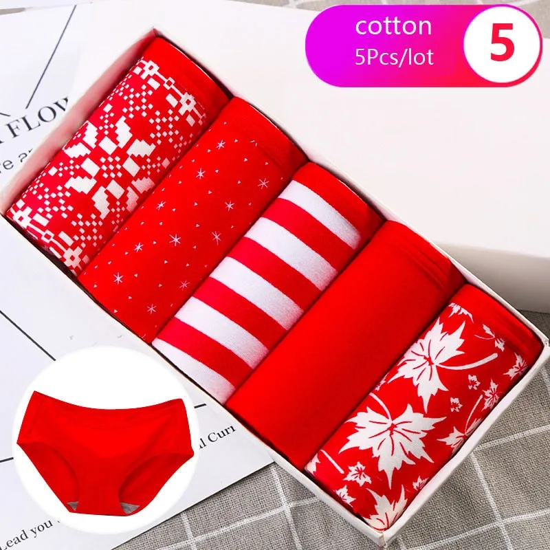 7Pcs/5Pcs Women Panties Comfort Cotton Mix Breathable Underwear Seamless Ladies Low Waist Lingeries Cute Girls Briefs