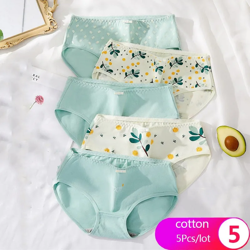 7Pcs/5Pcs Women Panties Comfort Cotton Mix Breathable Underwear Seamless Ladies Low Waist Lingeries Cute Girls Briefs