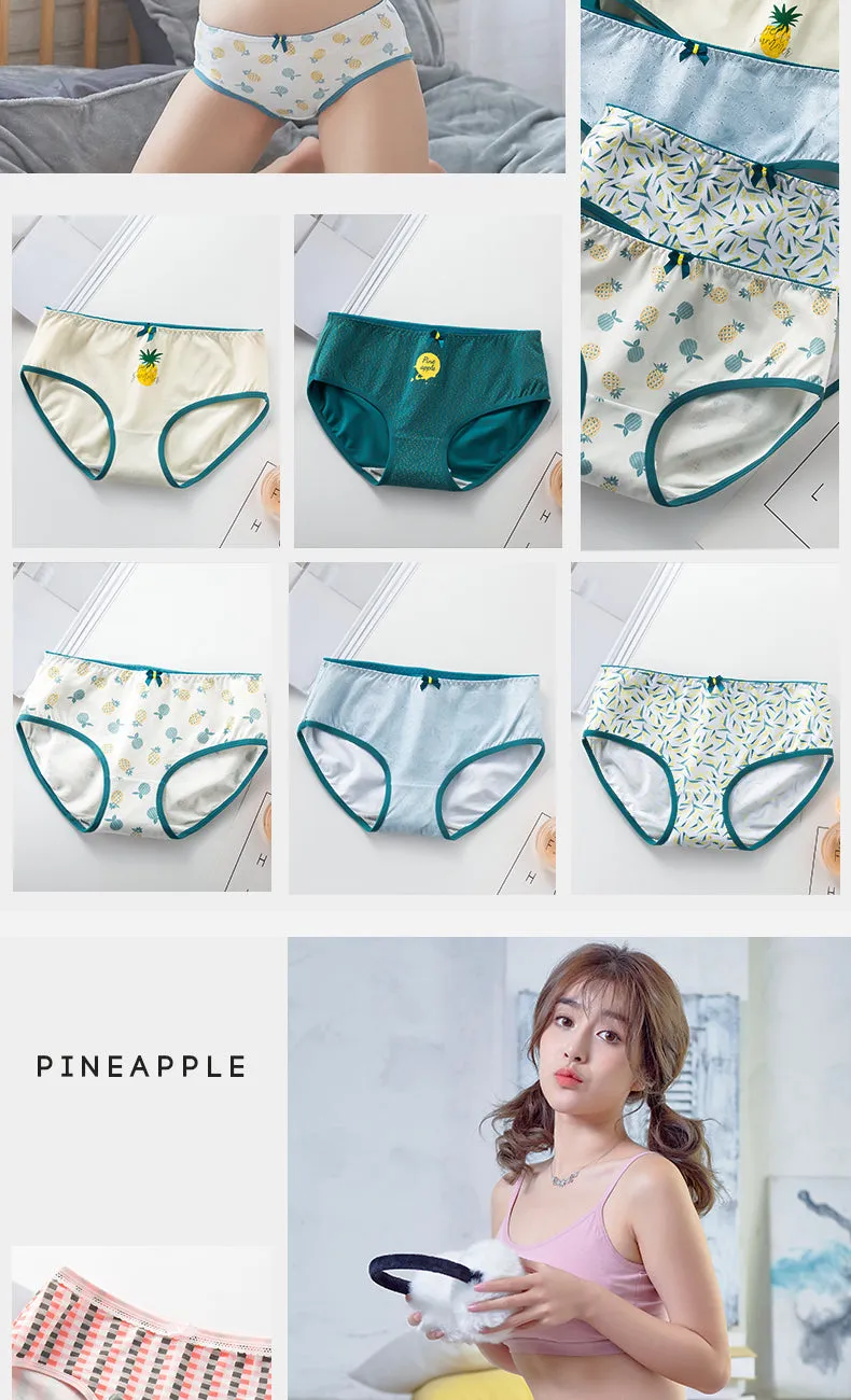 7Pcs/5Pcs Women Panties Comfort Cotton Mix Breathable Underwear Seamless Ladies Low Waist Lingeries Cute Girls Briefs