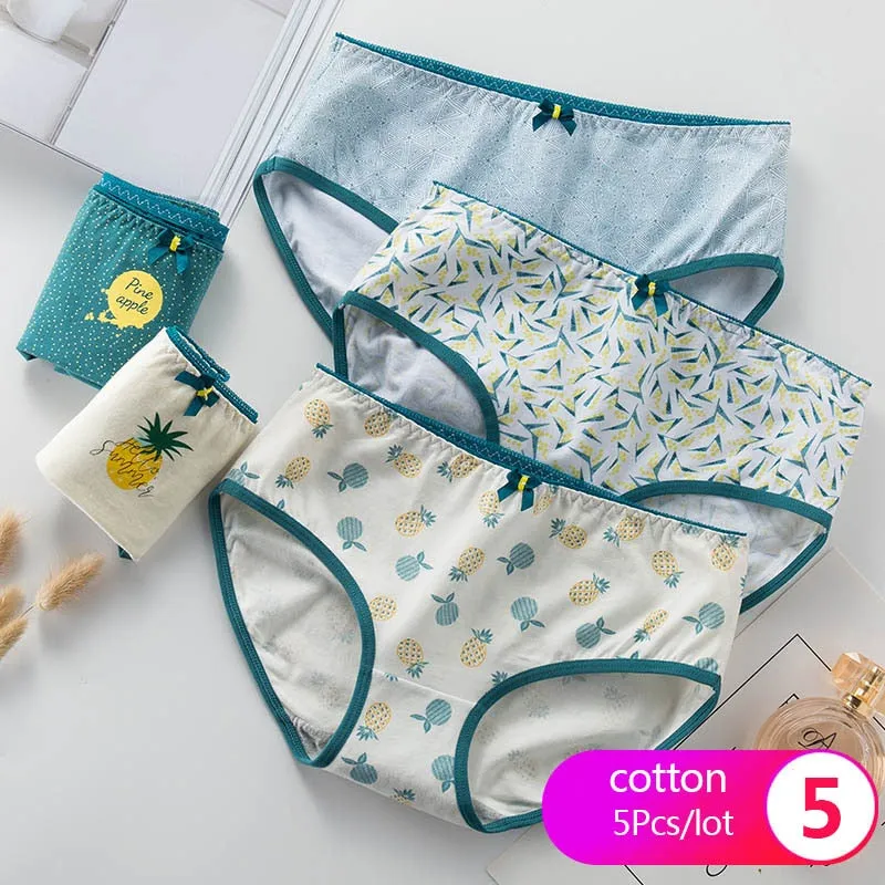 7Pcs/5Pcs Women Panties Comfort Cotton Mix Breathable Underwear Seamless Ladies Low Waist Lingeries Cute Girls Briefs