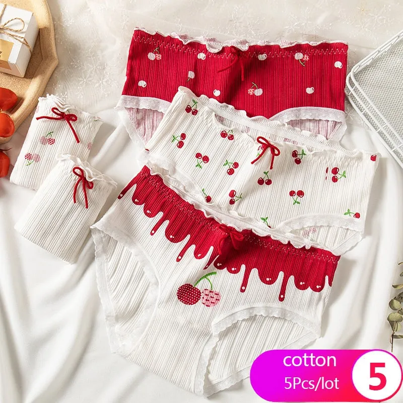 7Pcs/5Pcs Women Panties Comfort Cotton Mix Breathable Underwear Seamless Ladies Low Waist Lingeries Cute Girls Briefs