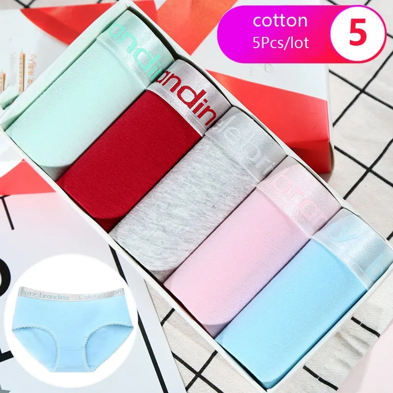 7Pcs/5Pcs Women Panties Comfort Cotton Mix Breathable Underwear Seamless Ladies Low Waist Lingeries Cute Girls Briefs