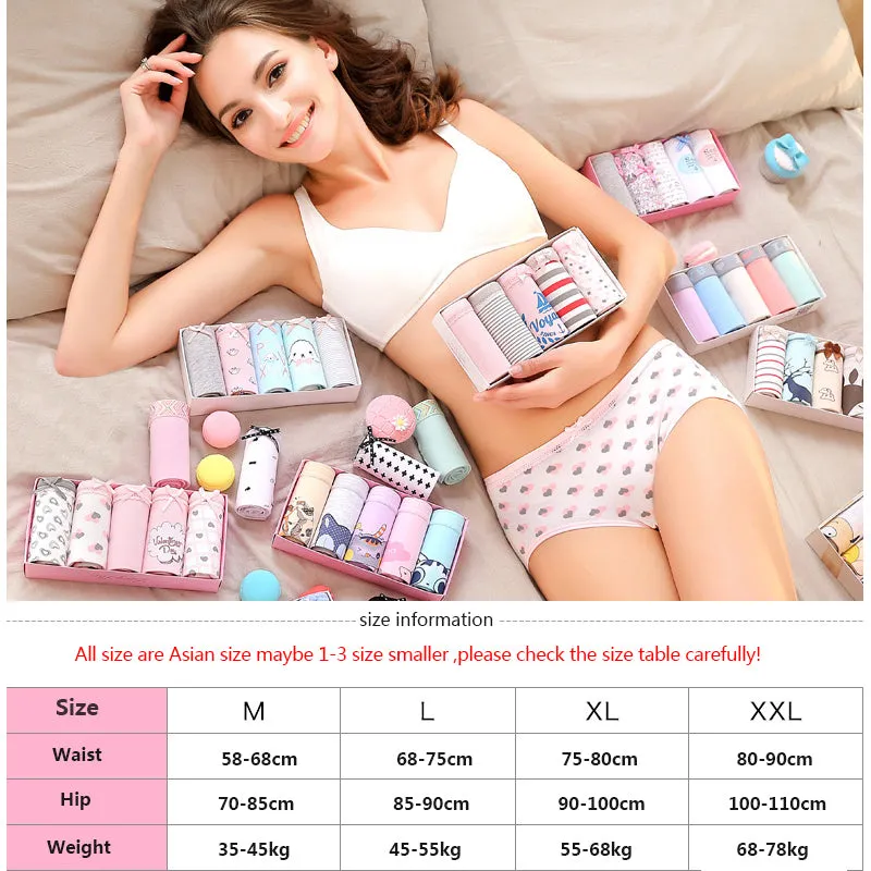 7Pcs/5Pcs Women Panties Comfort Cotton Mix Breathable Underwear Seamless Ladies Low Waist Lingeries Cute Girls Briefs