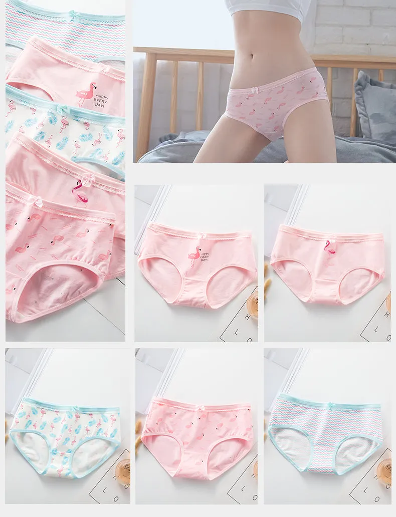 7Pcs/5Pcs Women Panties Comfort Cotton Mix Breathable Underwear Seamless Ladies Low Waist Lingeries Cute Girls Briefs