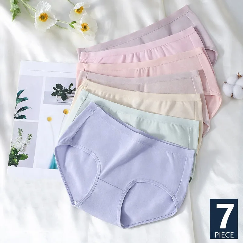 7Pcs/5Pcs Women Panties Comfort Cotton Mix Breathable Underwear Seamless Ladies Low Waist Lingeries Cute Girls Briefs