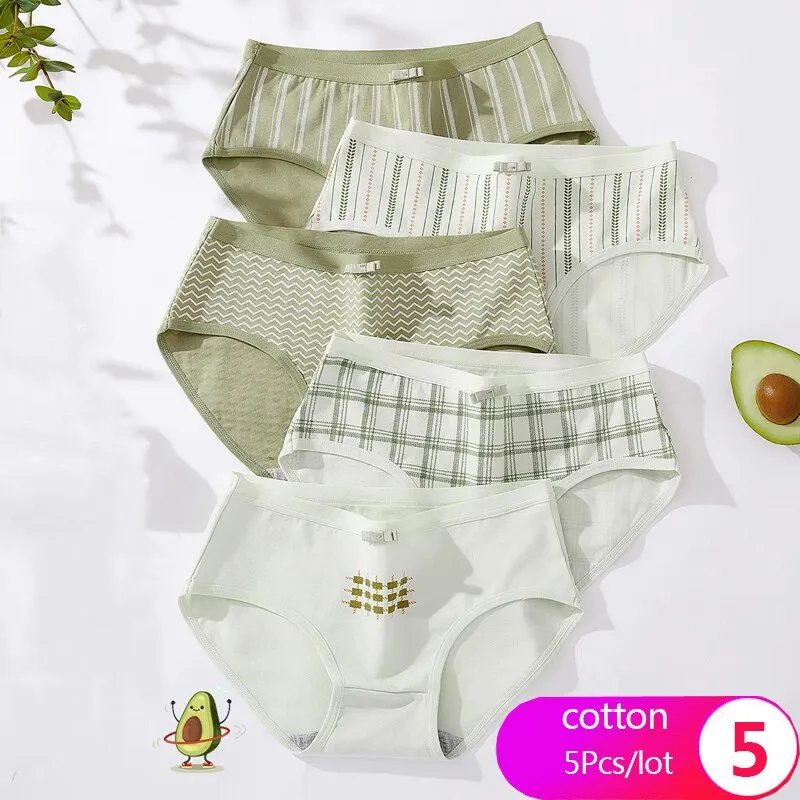 7Pcs/5Pcs Women Panties Comfort Cotton Mix Breathable Underwear Seamless Ladies Low Waist Lingeries Cute Girls Briefs